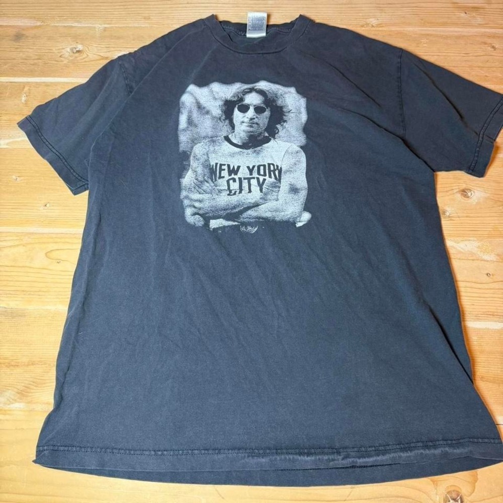 John Lennon New York City‎ Graphic T-Shirt Mens Large Black AAA Vintage Style